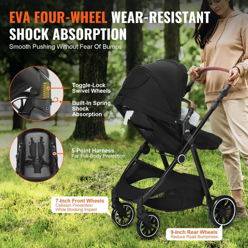 Carbon Steel Newborn Stroller With Leg Cover And Mesh