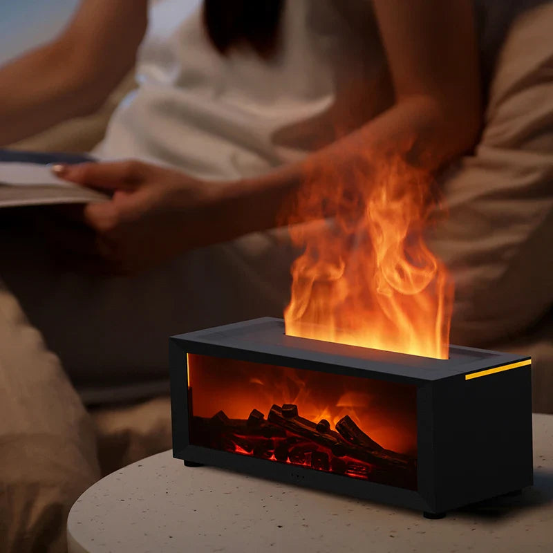 Flame Fireplace Essential Oil Diffuser Cool Mist Humidifier with Remote Control