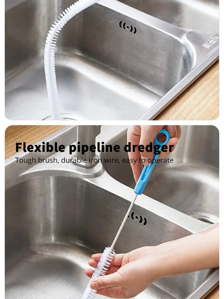 Pipe Dredging Brush Bathroom Sewer Hair Remove Sink Cleaning Brush 48/65/71cm Drain Cleaner Bendable Flexible Cleaning Tools