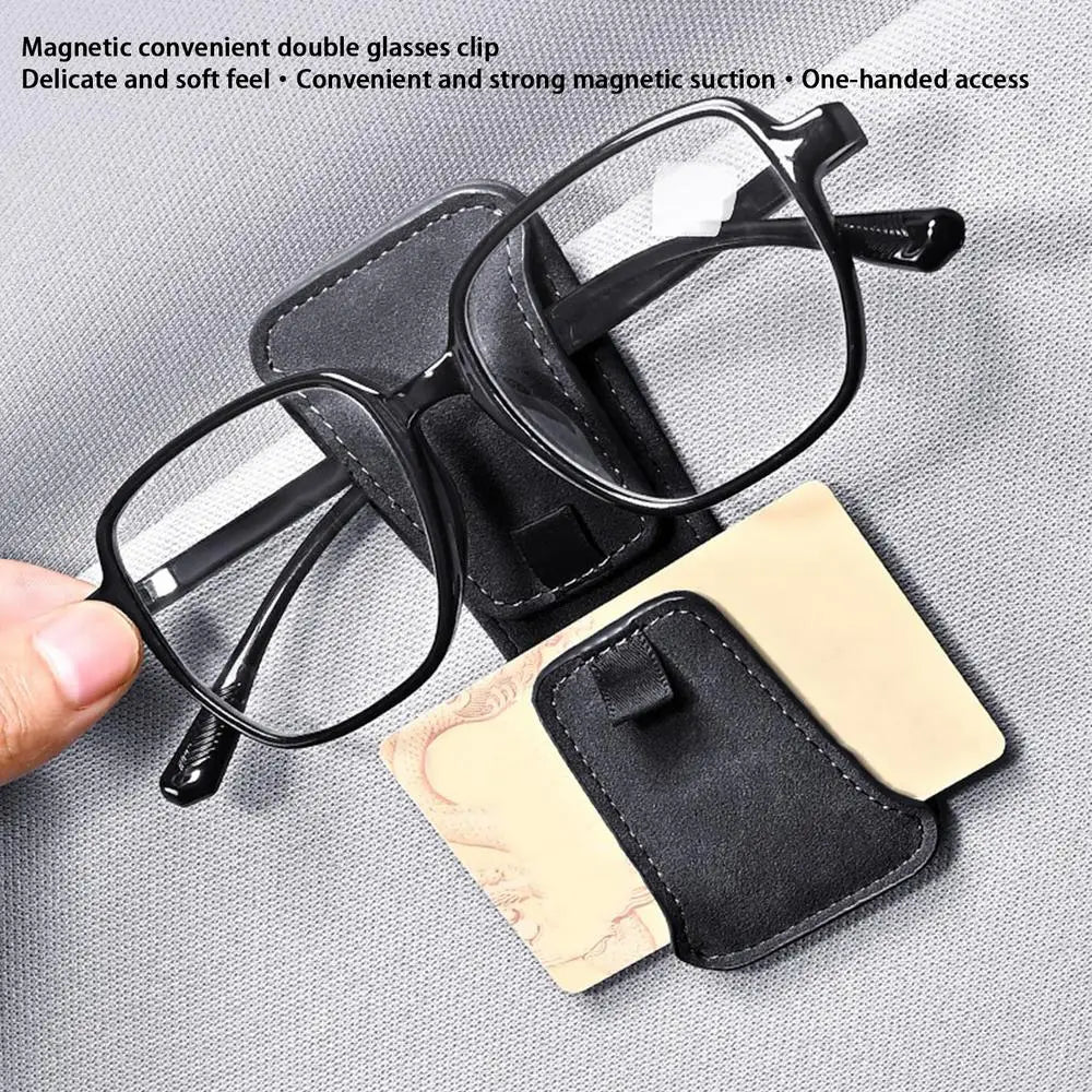 Visor Sunglasses Holder Clip Eyeglass Holder For Car Auto Interior Accessories Multifunctional Magnetic Double Clip Glasses