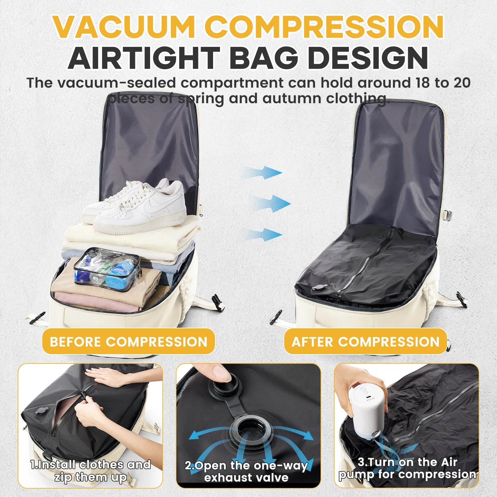 Vacuum compression Backpack