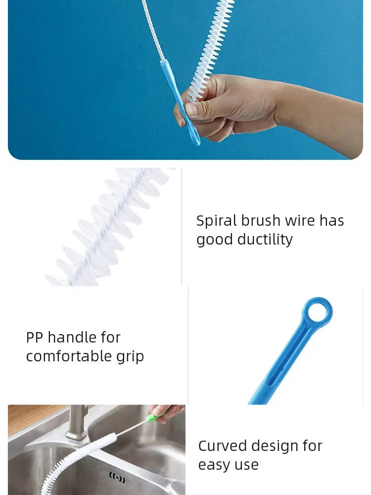 Pipe Dredging Brush Bathroom Sewer Hair Remove Sink Cleaning Brush 48/65/71cm Drain Cleaner Bendable Flexible Cleaning Tools