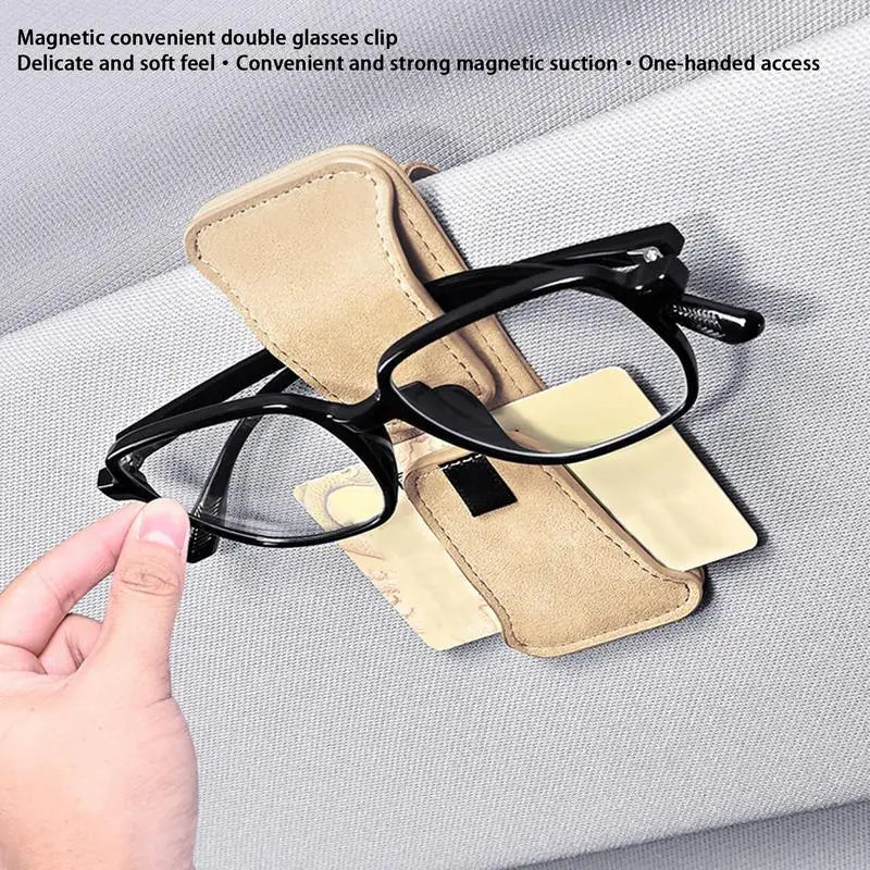 Visor Sunglasses Holder Clip Eyeglass Holder For Car Auto Interior Accessories Multifunctional Magnetic Double Clip Glasses