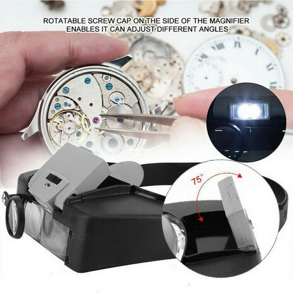 Juweliershoofd Hoofdband Vergrootglas LED Verlicht Vizier Vergrootglas Loep