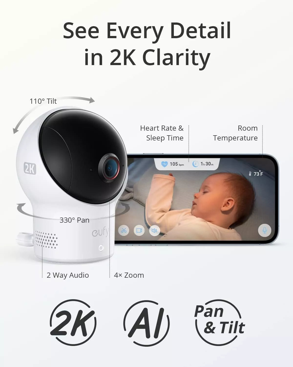 Smart S320 Sock Baby Monitor 2K Camera Track Sleep