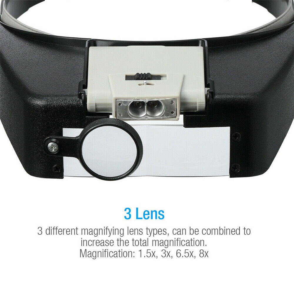 Juweliershoofd Hoofdband Vergrootglas LED Verlicht Vizier Vergrootglas Loep