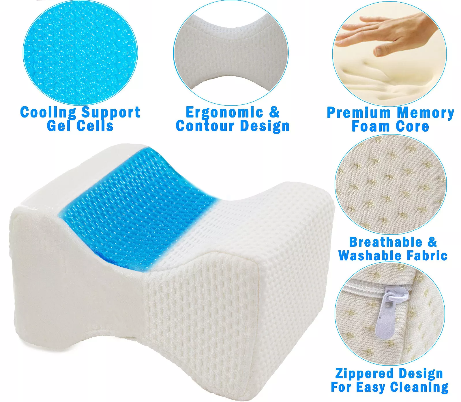 Orthopedic Knee Pillow for Sciatica, Back, Leg Pain Relief, and Pregnancy Comfort