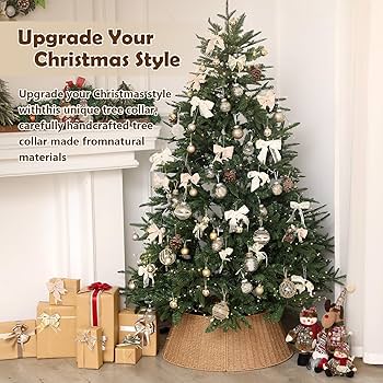 Hommtina Christmas Tree Collar Basket (Burlywood) – Decorative Base Cover for Tree Stand, Living Room Holiday Décor