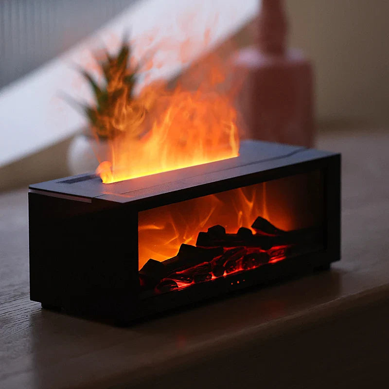 Flame Fireplace Essential Oil Diffuser Cool Mist Humidifier with Remote Control