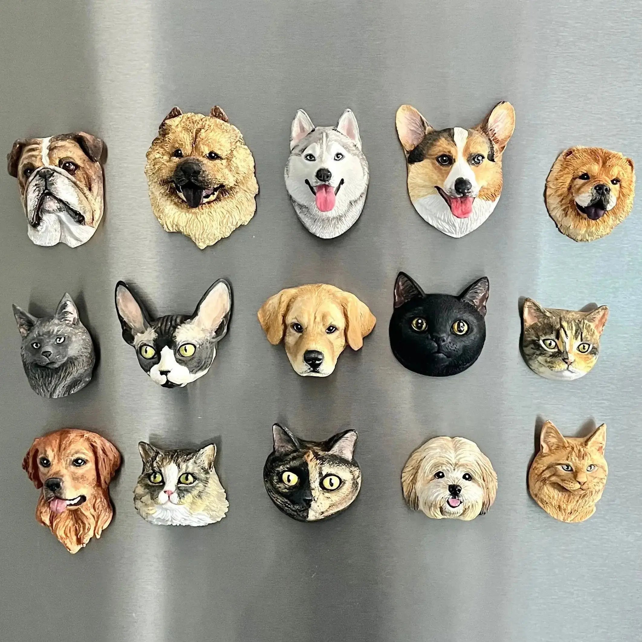 Refrigerator Magnet Personalize 3D Pet Portrait Pet Custom Dog Head Decoration Custom Pet Gift Pet Mini Sculpture Pet Lover Gift