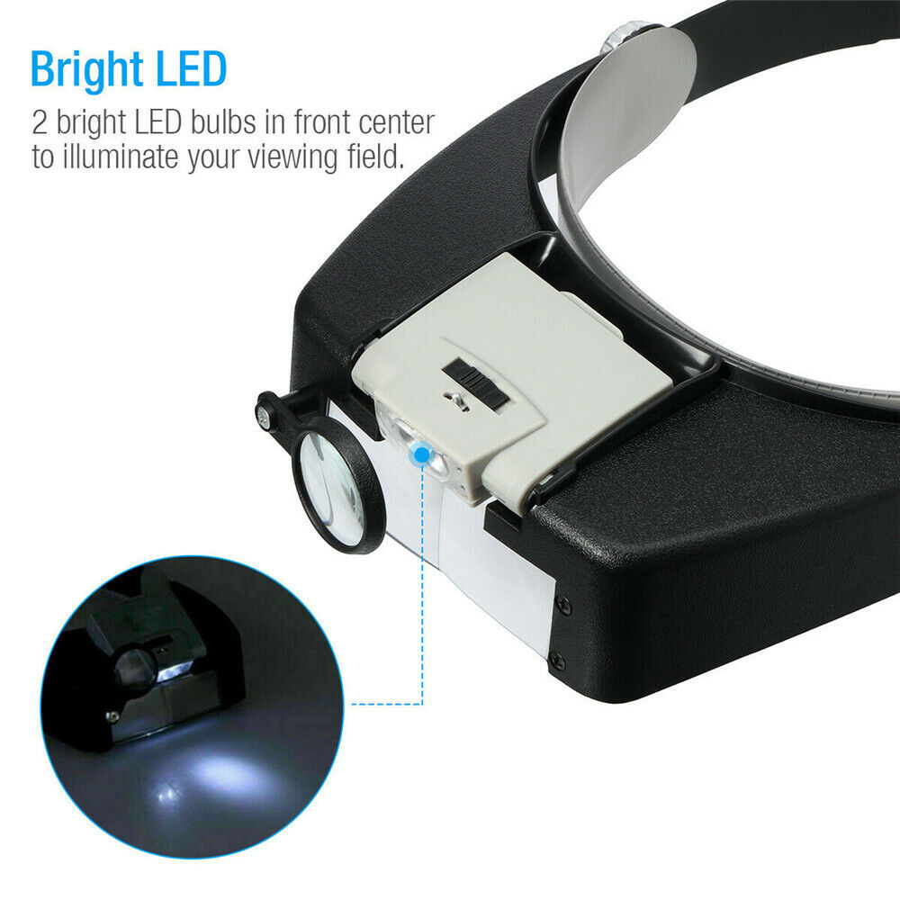 Juweliershoofd Hoofdband Vergrootglas LED Verlicht Vizier Vergrootglas Loep